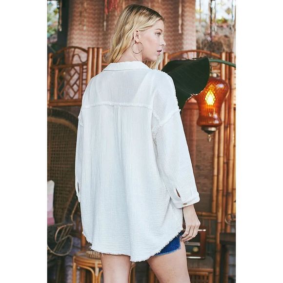 Raw Edge Button Down - Picture 5 of 8